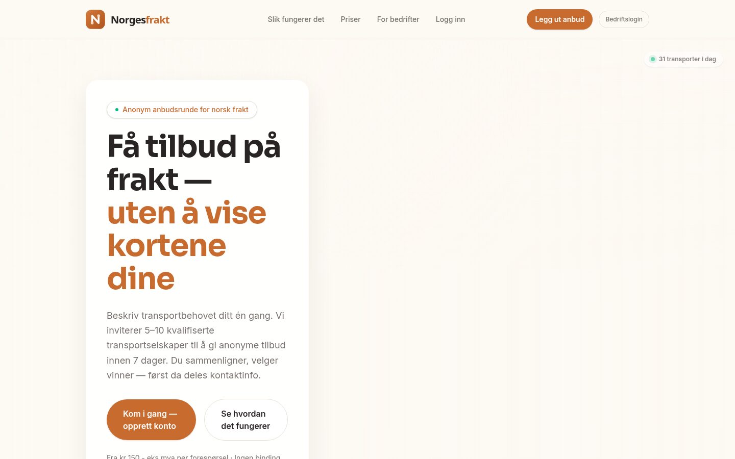 Skjermbilde av Norgesfrakt