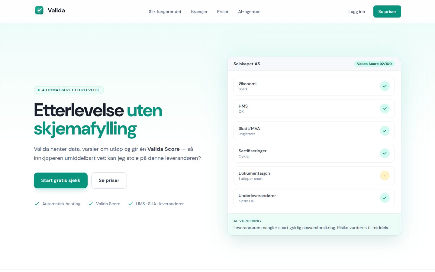 Skjermbilde av Valida